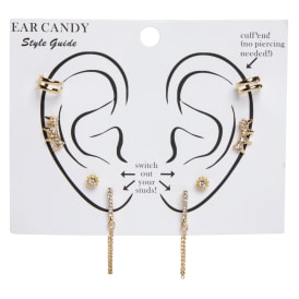 Gold & Gem Ear Cuff Earrings & Studs Set