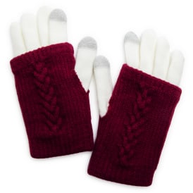 2 in 1 cable knit gloves w/ texting tips | Five Below
