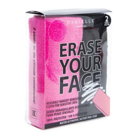Erase Your Face™ Reusable Makeup-Removing Towels 2-Count, Pink & Black