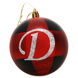 Plaid Monogram Christmas Ball Ornament - D