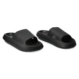 Ladies Black Puff Slide Sandals