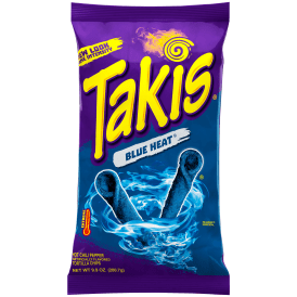 Takis Blue Heat Rolled Tortilla Chips, Hot Chili Pepper Artificially Flavored, 9.9oz Bag