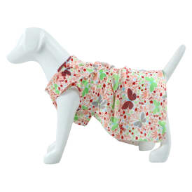 Blue Butterfly Print Dog Dress With Ruffle