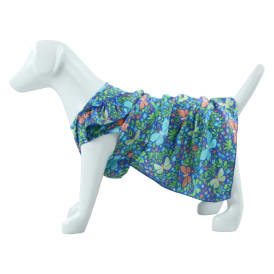 Blue Butterfly Print Dog Dress With Ruffle