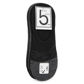 Ladies Black & Gray Stripe Sneaker Socks 5-Pack