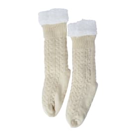 Ladies Knit Faux Fur Cabin Socks