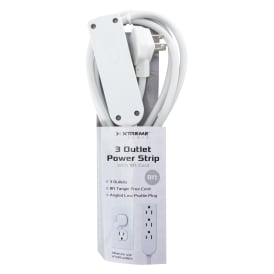 low profile extension cord with 3-outlet power strip 8ft