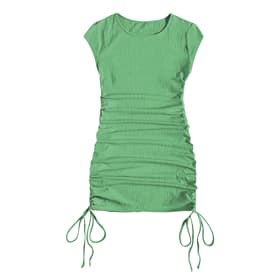 Juniors Green Rouched Dress