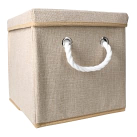 Collapsible Fabric Storage Cube With Rope Handles 10in