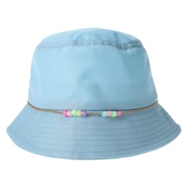 Blue Bucket Hat With Beaded Trim