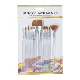 Nylon Paint Brushes For Acrylics & Watercolors 10-Count