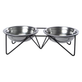 Elevated Double Feeder Pet Food & Water Bowl With Stand