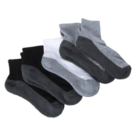 Series-8 Fitness™ Performance Quarter Crew Socks 5-Pack - Black, White & Gray