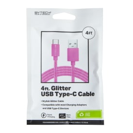4ft Glitter USB-C Cable - Pink