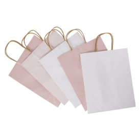 Large Kraft Gift Bags 13in x 10in 5-Count - Pink
