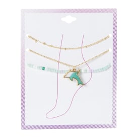 Layered Anklet Set 3-Piece - Dolphin