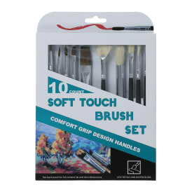 10-Piece Soft Touch Paint Brush Set For Oils & Watercolors
