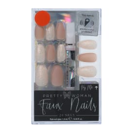 Pretty Woman Faux Nails 24-Piece Set With Nail Glue - Tan & Glitter