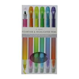 Dual-Tip Fountain & Highlighter Pens 6-Count