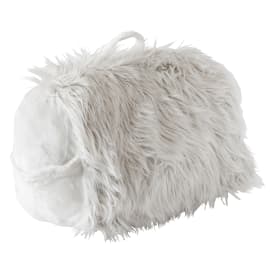 Faux Fur Wedge Pillow With Cellphone Pocket 21in