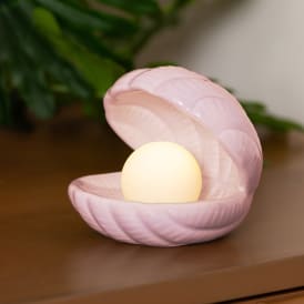 ceramic seashell with pearl accent lamp