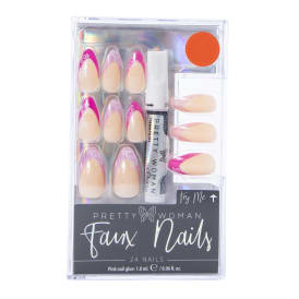 Pretty Woman Faux Nails 24-Piece Set With Nail Glue - Floral Tip