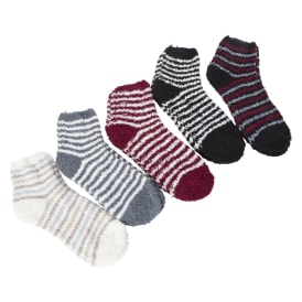 Ladies Fuzzy Quarter Crew Socks 5-Count