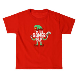 Kid's Gamer Elf Family Christmas Graphic Tee