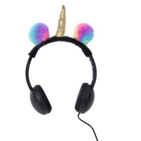 Unicorn Pom Pom Volume-Limiting Wired Headphones
