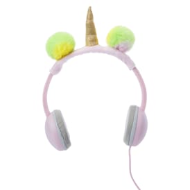 Unicorn Pom Pom Volume-Limiting Wired Headphones