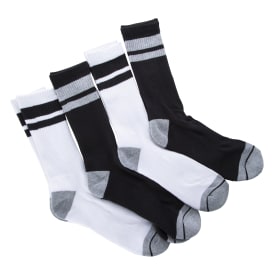 Series-8 Fitness™ Mens Black & White Stripe Performance Crew Socks 4-Pack