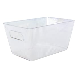 Small Clear Iridescent Ribbed Storage Bin 10in x 7in
