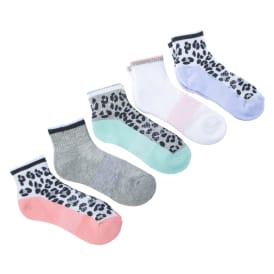 Series-8 Fitness™ Ladies Cheetah Print Performance Quarter Length Socks 5-Pack