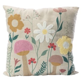 Embroidered Floral Throw Pillow 16in x 16in