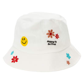 Happy Face Embroidered Bucket Hat Five Below