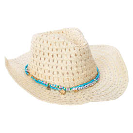 Straw Cowboy Hat With Beads