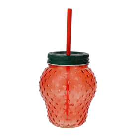 Strawberry Shaped Glass Drink Sipper