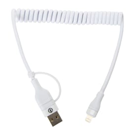 4ft Rapid Charge 8-Pin To USB-C/USB-A Coiled Cable