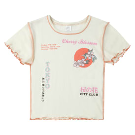 BABYL 123! THUNDER! TEE (XL) アジア限定 Tokyo Cherry Blossom Baby Tee With Lettuce Edge | Five Below