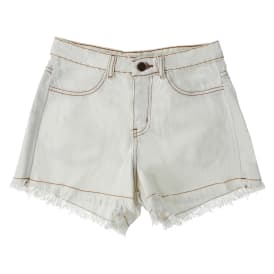 Frayed White Denim Cutoff Shorts