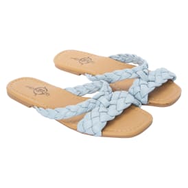 Ladies Braided Double-Band Slide Sandals