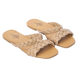 Ladies Braided Double-Band Slide Sandals