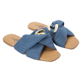 Fabric Knot Crisscross Slide Sandals