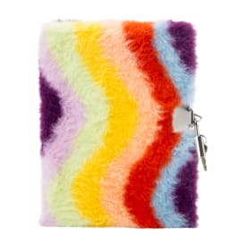 Mini Rainbow Plush Diary With Lock & Key 5.90in x 4.13in