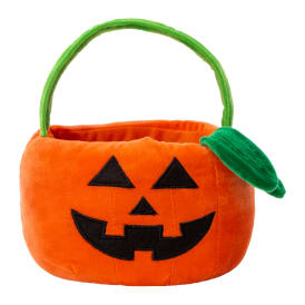 Plush Pumpkin Halloween Basket 9.44in x 9.84in