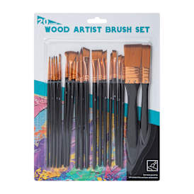 Wood Artist Brush Set 20-Count