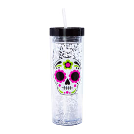 Day Of The Dead Sugar Skull Glitter Tumbler 24oz