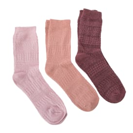 Ladies Solid Knit Crew Socks 3-Pack