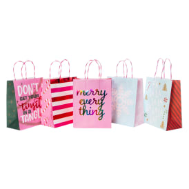 Medium Christmas Kraft Bags 5-Count