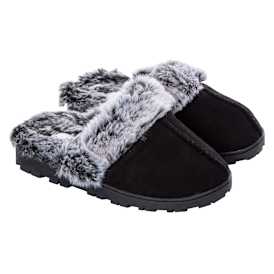 Ladies Faux Fur Lug Sole Scuff Slippers